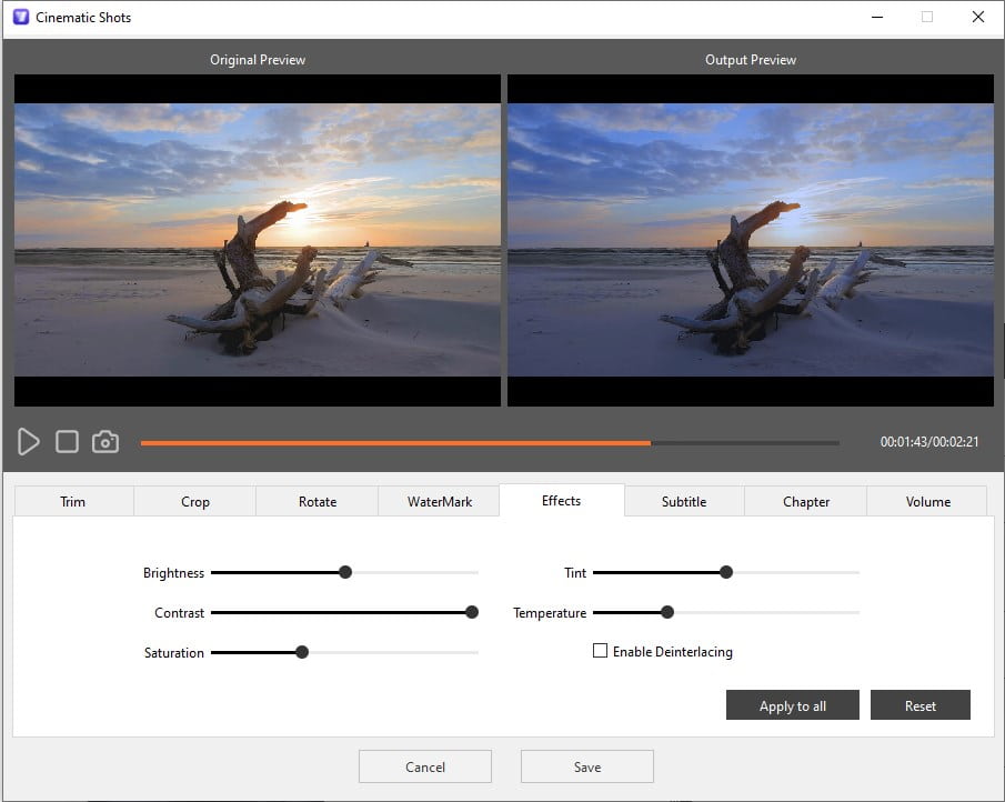 built-in video editor