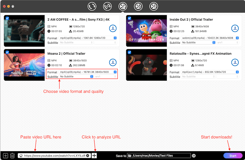 paste the link and load video