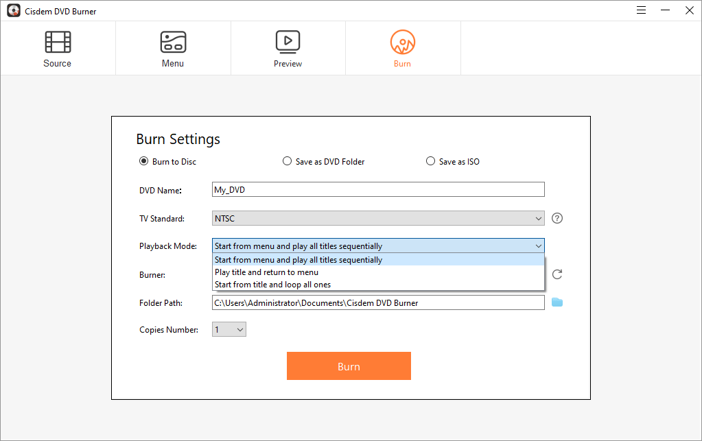 burn mp4 to dvd on windows 10 or 11 via cisdem