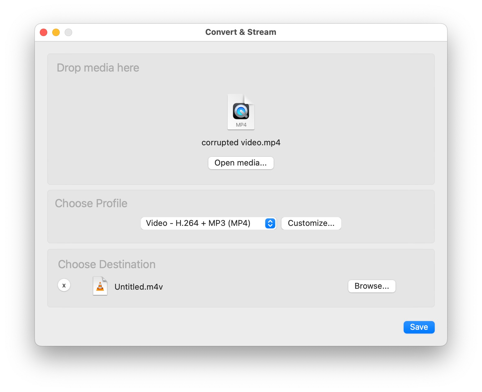 repair mp4 with vlc mac04